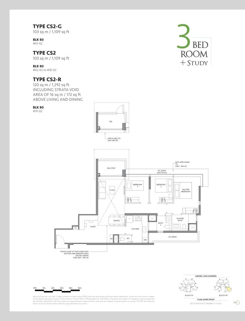 The Lake garden Residences Floor Plan - 3 Bedroom Plus Study